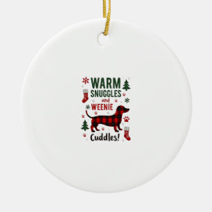 Weenie Dog Christmas Pajama Shirt Cute Weiner Ugly Ceramic Ornament