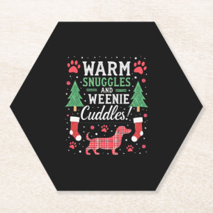 Weenie Dog Christmas Pajama Shirt Cute Weiner Ugly Paper Coaster