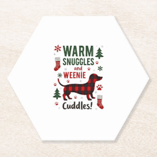 Weenie Dog Christmas Pajama Shirt Cute Weiner Ugly Paper Coaster
