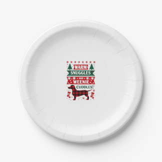 Weenie Dog Christmas Pajama Shirt Cute Weiner Ugly Paper Plate