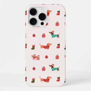 Weenie Dogs Christmas Pattern iPhone 16 Pro Max Case