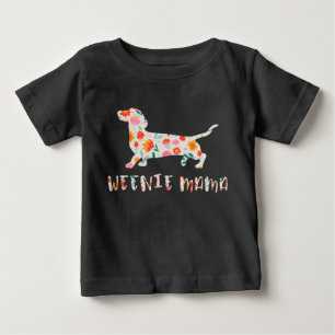 Weenie Mama Dachshund floral Baby T-Shirt