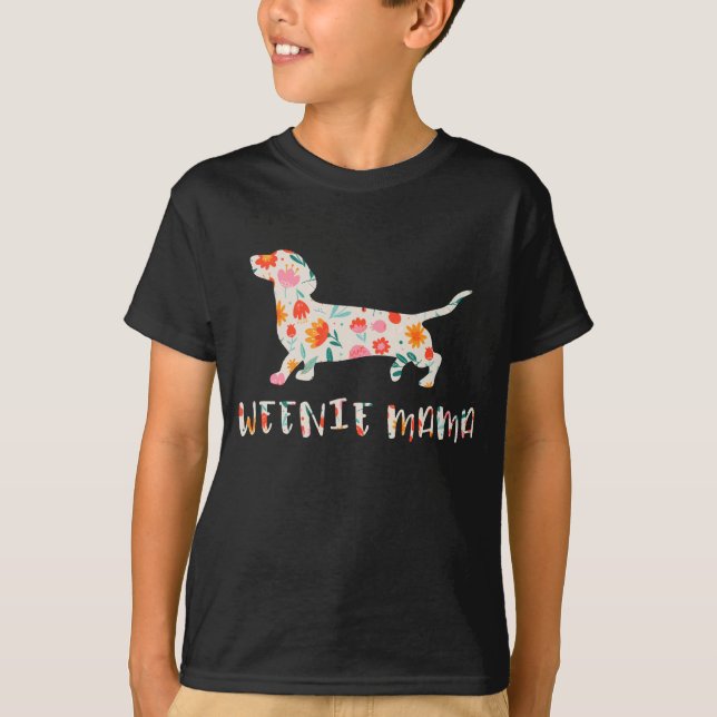 Weenie Mama Dachshund floral T-Shirt (Front)