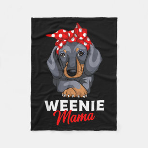 Weenie Mama Funny Dachshund Lover Weiner Dog Gift Fleece Blanket