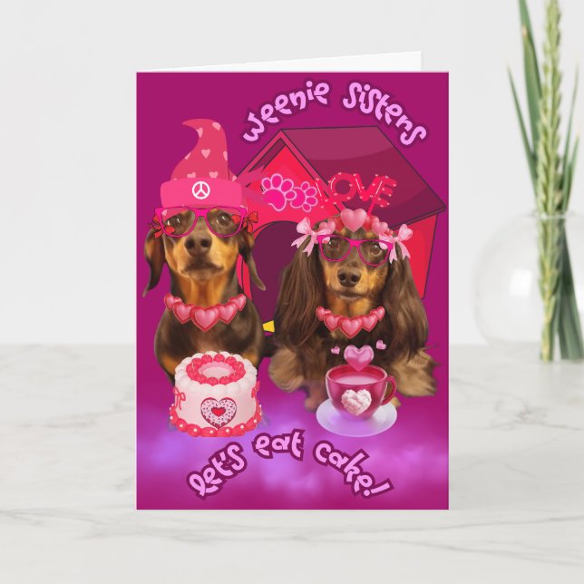 Weenie Soeurs Mangeons la carte de voeux de gâteau (Devant)