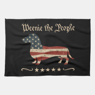 Weenie The People Dachshund 4th Of July Kitchen Towel