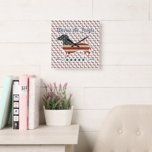 Weenie The People Dachshund 4th Of July Square Wall Clock