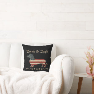 Weenie The People Dachshund 4th Of July Throw Pillow