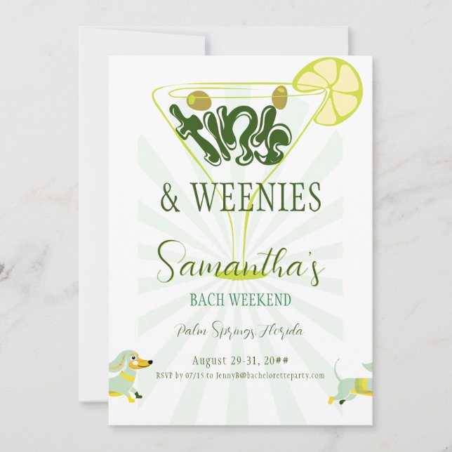 Weenies & Tinies Martini Bachelorette Bach Weekend Invitation (Front)
