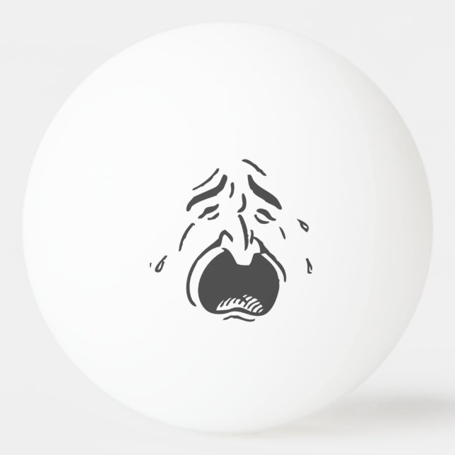 Weeping and Smiling Face One Star Ping Pong Ball (Front)