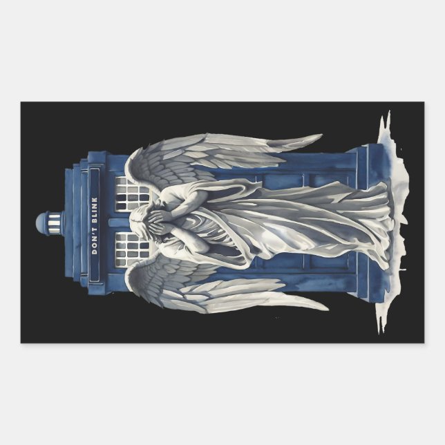 Weeping Angel with Blue Police Box 1 Sticker (Front)