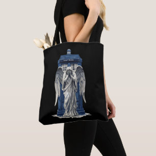 Weeping Angel with Blue Police Box 1 Tote Bag