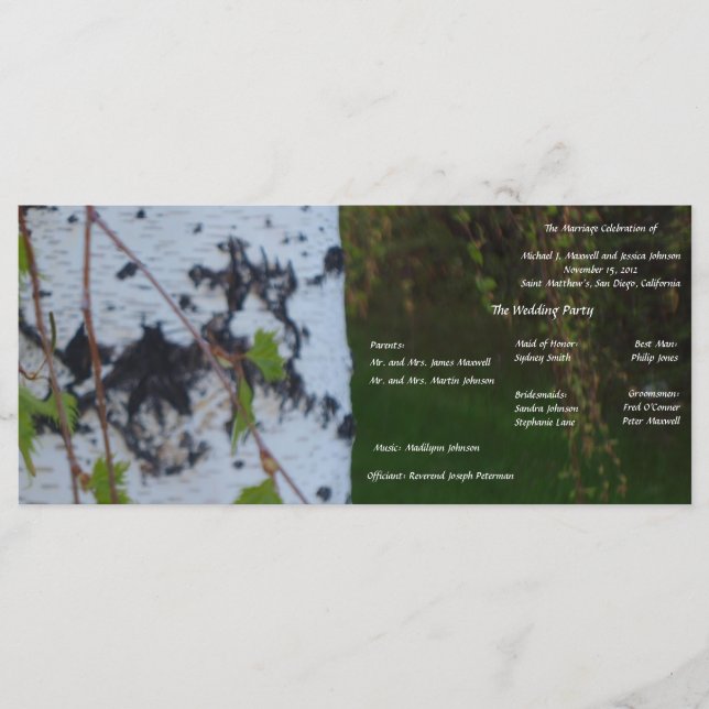 Weeping Birch Wedding Program (Front)