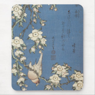 Weeping Cherry and Bullfinch, Hokusai, 1834 Mousep Mouse Pad