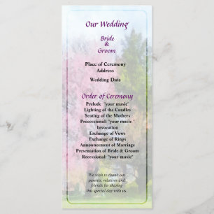 Weeping Cherry and Evergreen Wedding Program