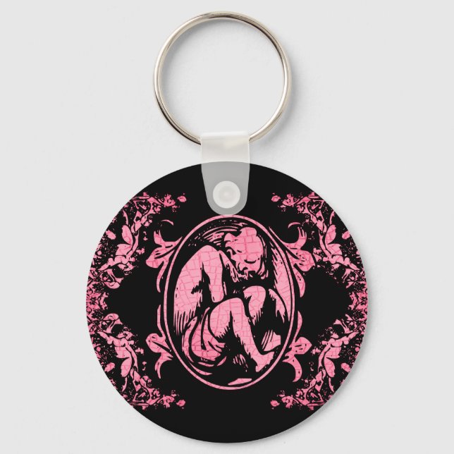 Weeping Cherub in Pink Keychain (Front)