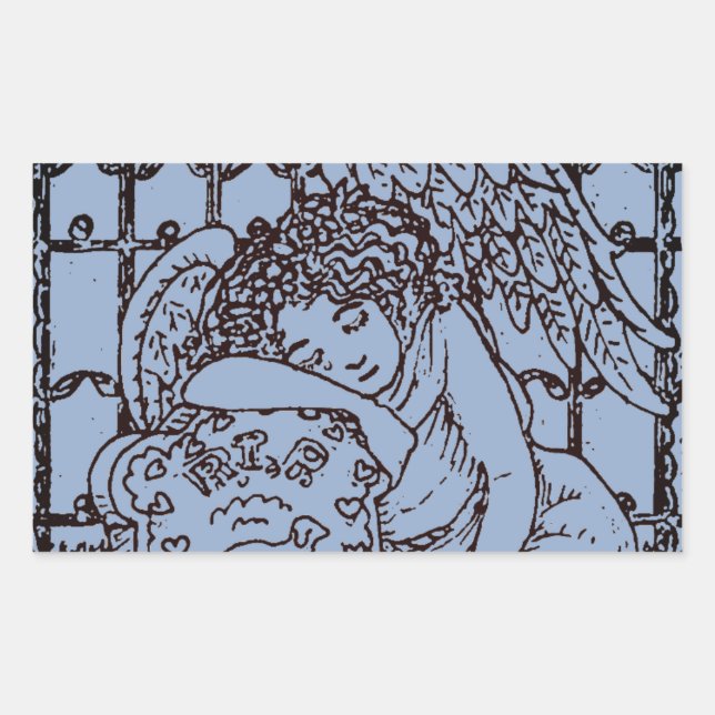 WEEPING GUARDIAN ANGEL, CEMETERY MOURNING SYMPATHY STICKER (Front)