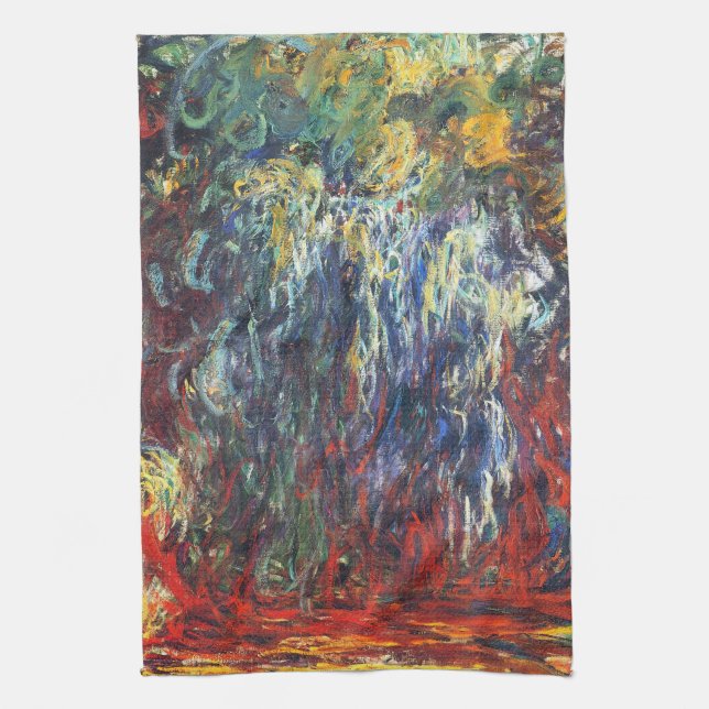 Weeping Willow at Giverny (by Claude Monet) Kitchen Towel (Vertical)