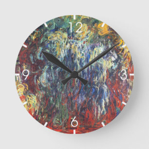 Weeping Willow at Giverny (by Claude Monet) Round Clock