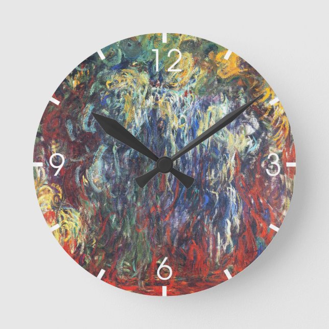 Weeping Willow at Giverny (by Claude Monet) Round Clock (Front)