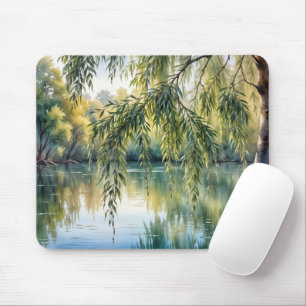 Weeping Willow Branch On a Lake Mouse Pad