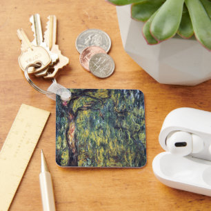 Weeping Willow by Claude Monet, Vintage Fine Art Keychain