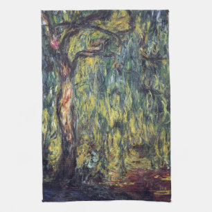 Weeping Willow by Claude Monet, Vintage Fine Art Kitchen Towel