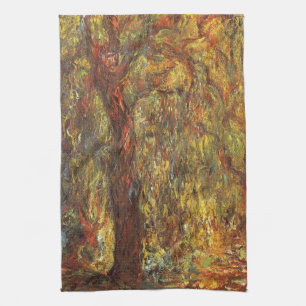 Weeping Willow by Claude Monet, Vintage Fine Art Kitchen Towel