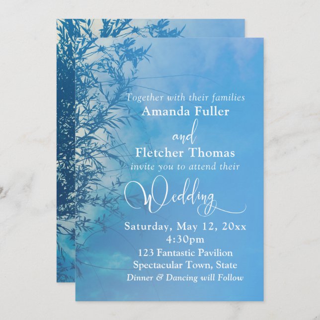 Weeping Willow Ethereal Dreamy Sky Wedding Invitation (Front/Back)