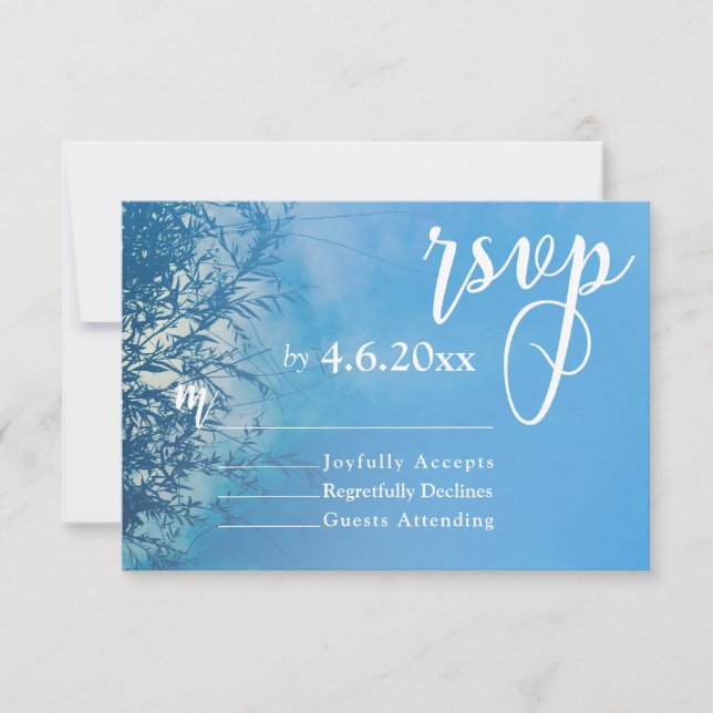Weeping Willow Ethereal Dreamy Sky Wedding RSVP (Front)