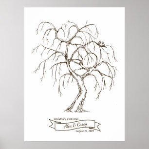 Weeping Willow Fingerprint Tree Poster