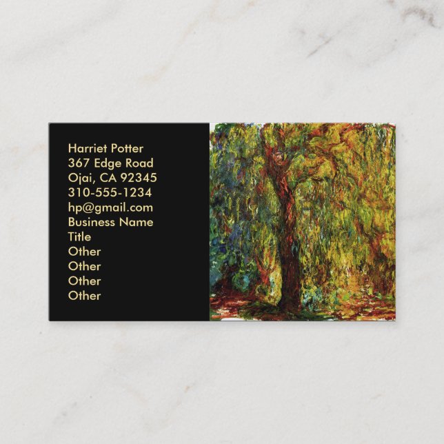Weeping Willow Monet Fine Art Business Card (Front)