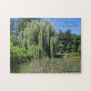 Weeping Willow on Pond Forest Park Missouri Jigsaw Puzzle