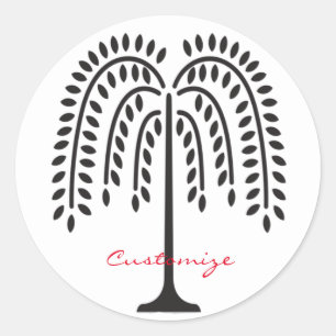 Weeping Willow Silhouette Thunder_Cove Classic Round Sticker