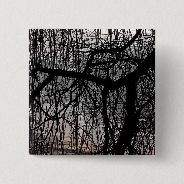 WEEPING WILLOW TREE 2 INCH SQUARE BUTTON (Front)