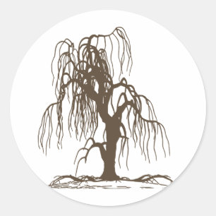 Weeping Willow Tree Classic Round Sticker