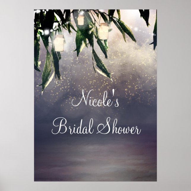 Weeping Willow Tree & Mason Jar Lights Banner Poster (Front)