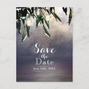 Weeping Willow Tree & Mason Jar Save the Date Announcement Postcard