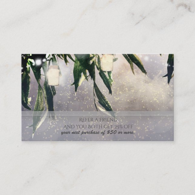 Weeping Willow Tree & Mason Jars Refer a Friend Referral Card (Front)