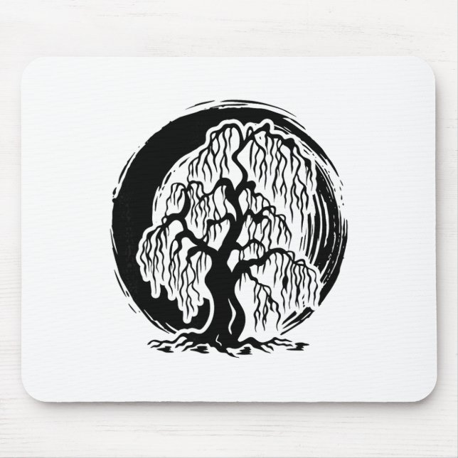 Weeping Willow Tree Meditation Yoga Buddha Buddhis Mouse Pad (Front)