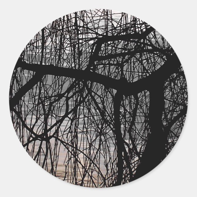 WEEPING WILLOW TREES CLASSIC ROUND STICKER (Front)