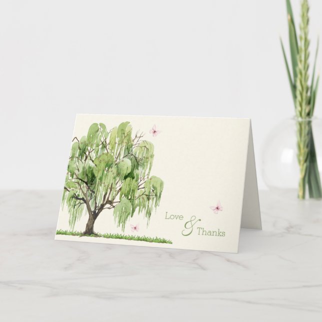 Weeping Willow Wedding Suite Thank You Card (Front)