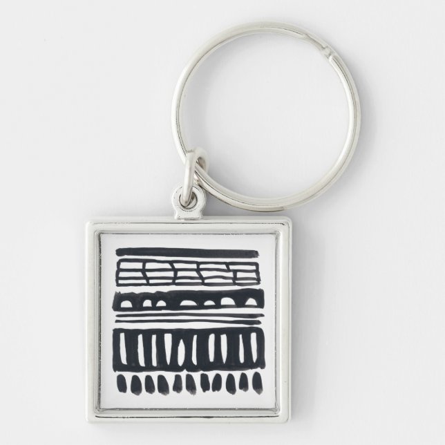 Weft I | Modern Black Watercolor Keychain (Front)