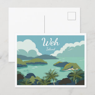Weh Island Aceh Indonesia travel illustration Postcard