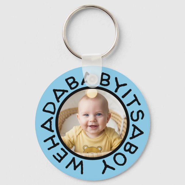 Wehadababyitsaboy funny text from old days keychain (Front)