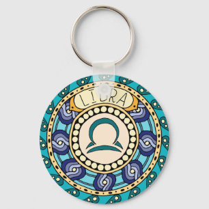 Weiage Libra sign of colorful Mandala Keychain