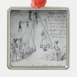 Weighing out stones on Francis Street, London Metal Ornament