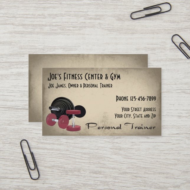 Weight Lifing Personal Trainer Carte de visite (Devant/Arrière en situation)