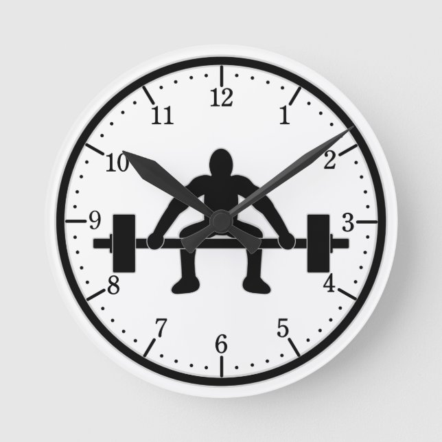 Weight Lift Sign Round Clock (Front)