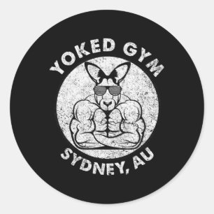 Weight Lift Yoked Gym Sydney Flex Muscle Kangaroo Classic Round Sticker